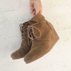 Brown suede lace up booties